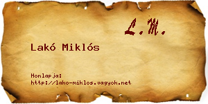 Lakó Miklós névjegykártya