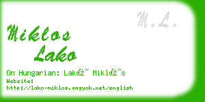 miklos lako business card